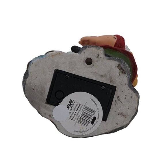 Garden Gnome with Solar Light & LED Water Pump – 10" Resin Statue, Broken/Damage - Picture 9 of 9